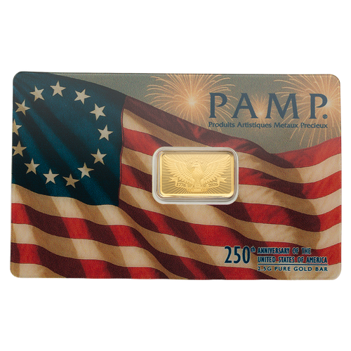 2.5g Gold bar 250th Anniversary of the United States – product view