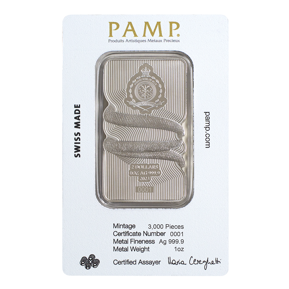 Pamp Nature’s Grip - Sunbeam Snake 1oz Silver Legal Tender Bar