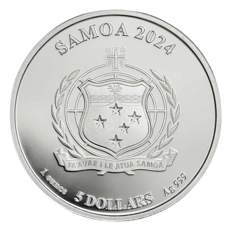 2024 Samoa Monopoly Board Space: Community Chest 1 oz Silver Coin in TEP