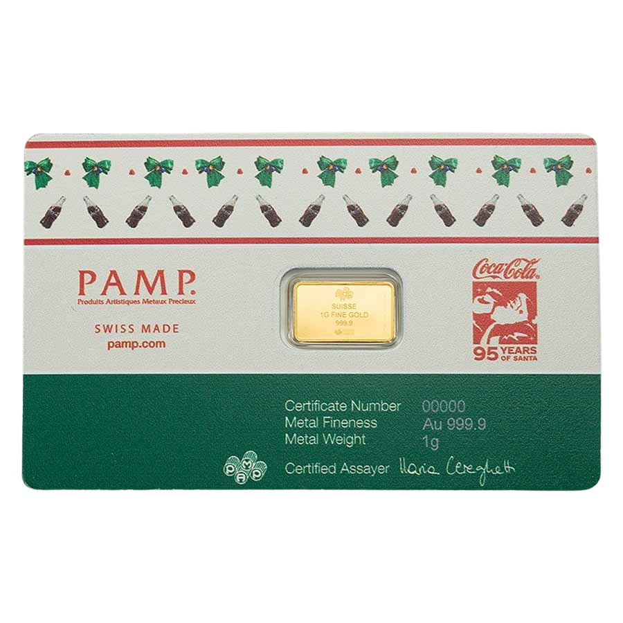 Pamp Coca-Cola® Santa 95th Anniversary 1g Gold Bar