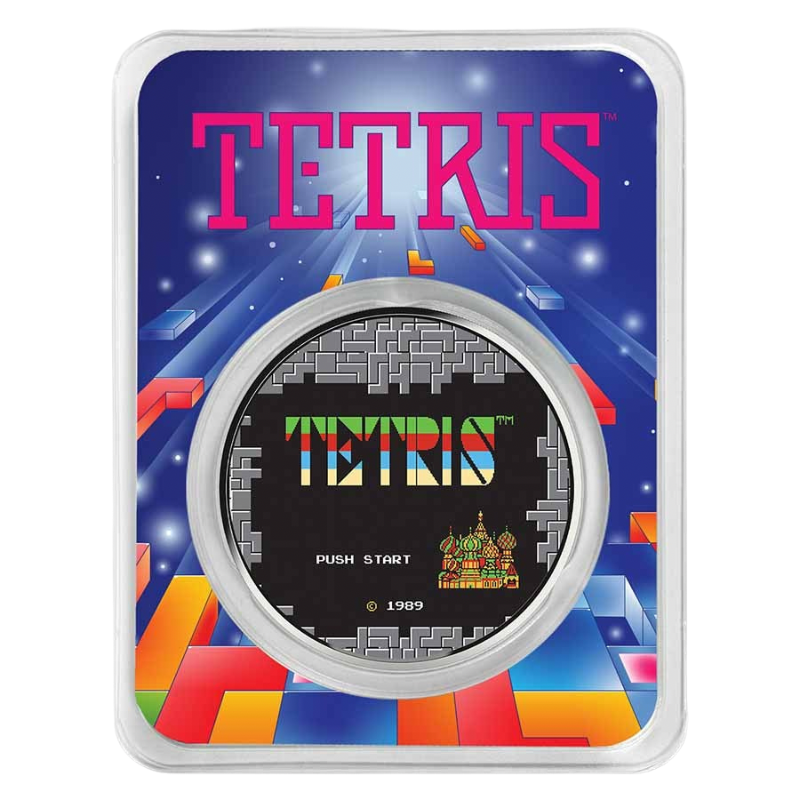 Tetris™ Rocket Launch Colorized 1 oz Silver Round in TEP