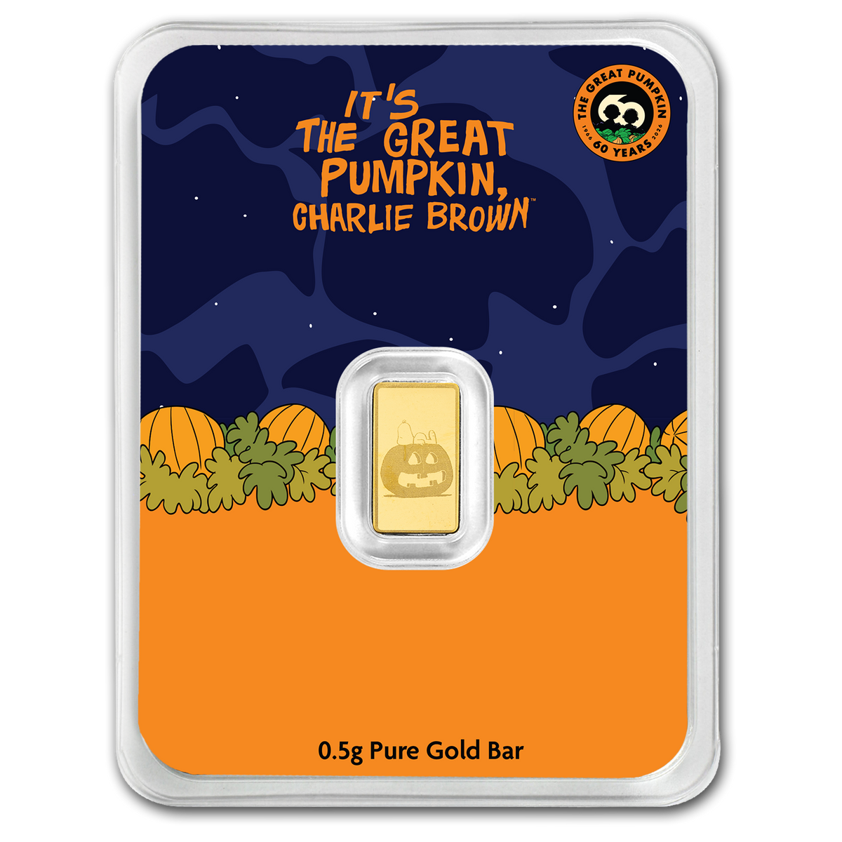 Peanuts - It's the Great Pumpkin 60th Anniversary 0.5g Gold Bar – product view