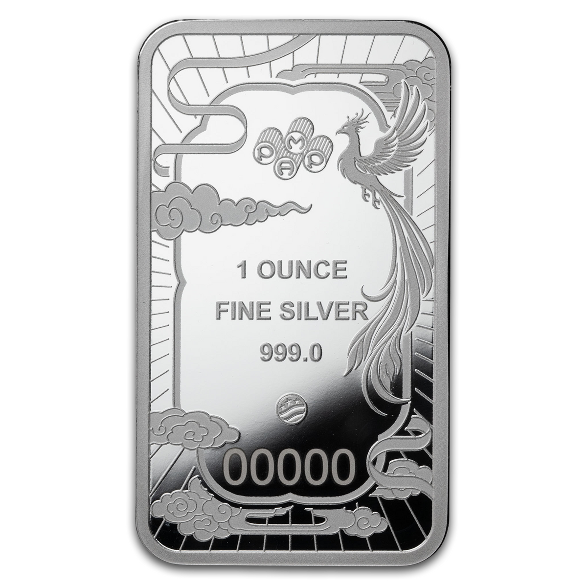 PAMP Suisse Good Luck Phoenix 1 oz silver bar – weight and serial-number reverse