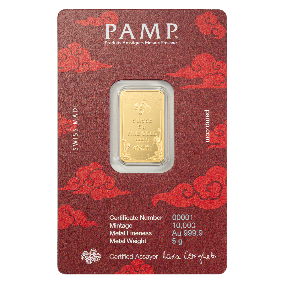 Pamp 5g Pure Gold Bar - Good Luck Yellow Dragon
