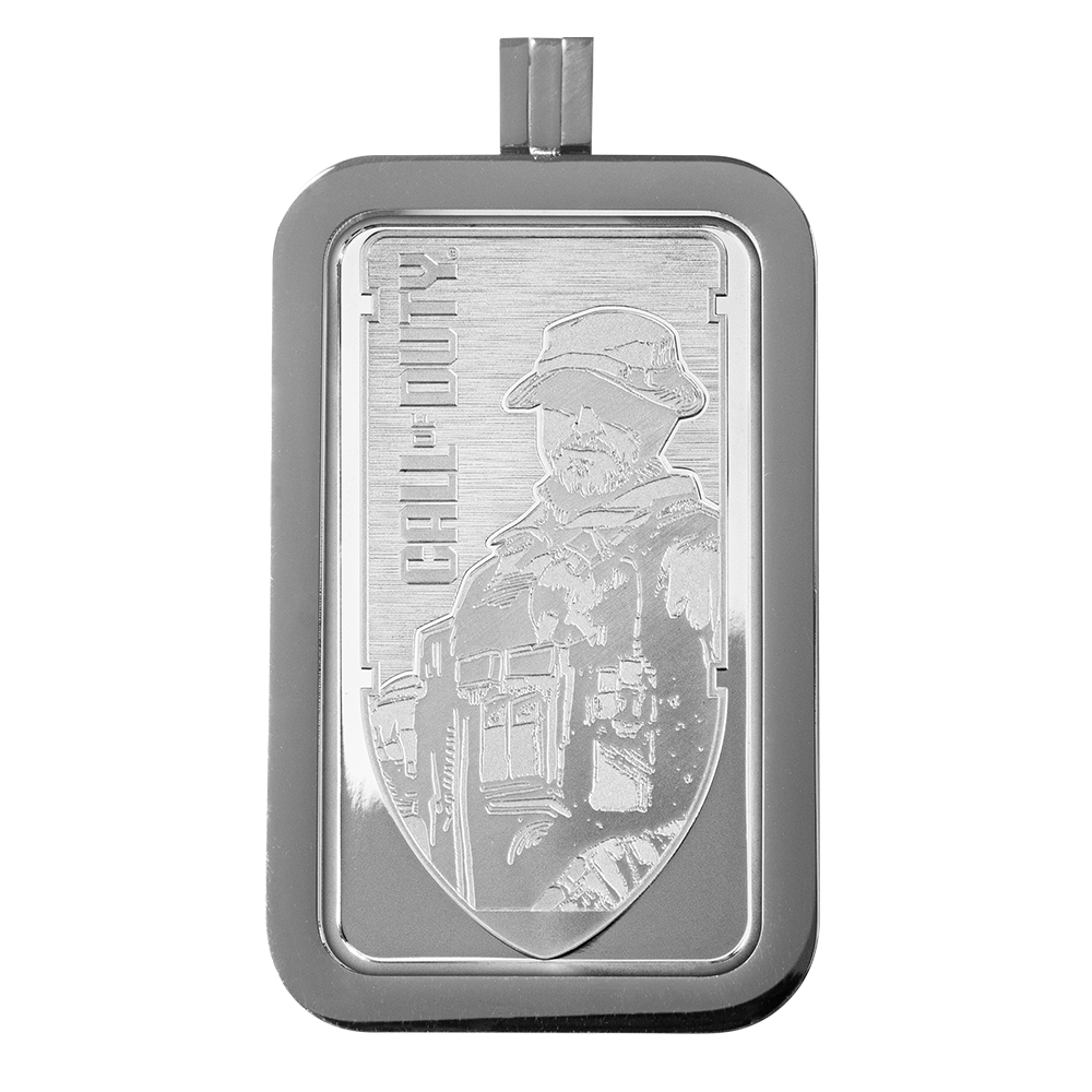 Pamp Call of Duty®: Modern Warfare® III 1oz silver bar with pendant frame & bonus in-game weapon charm