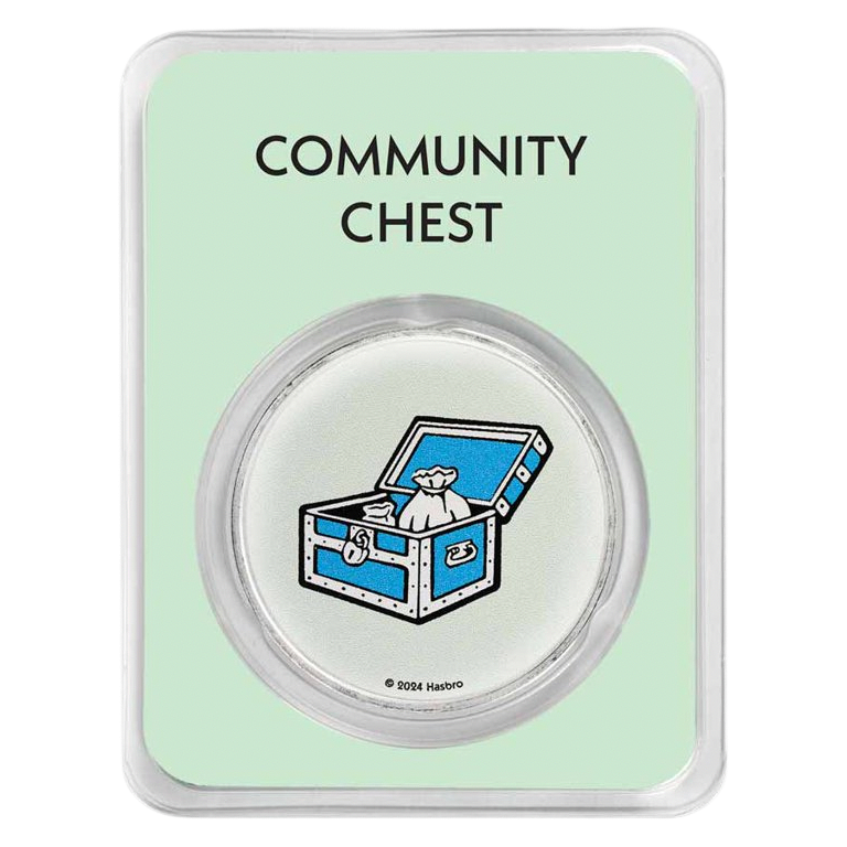 2024 Samoa Monopoly Board Space: Community Chest 1 oz Silver Coin in TEP