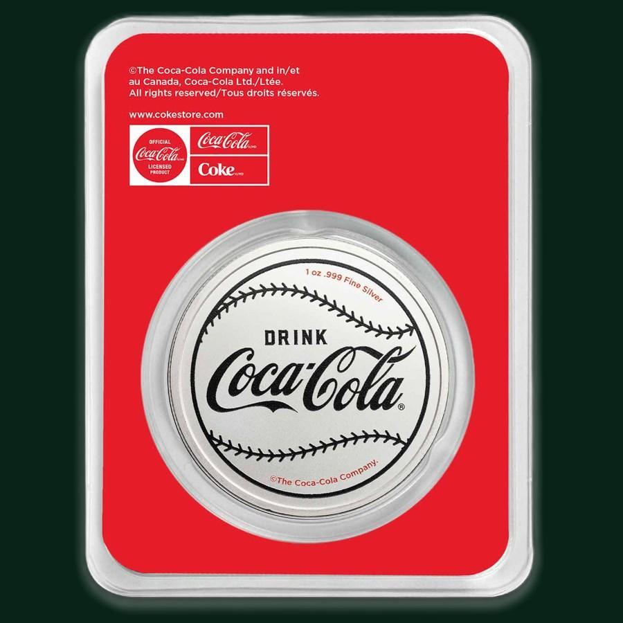 Coca-Cola® Vintage Batter Up 1 oz Silver Colorized Round in TEP