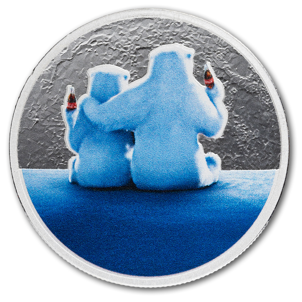 Coca-Cola® 1 oz Silver Colorized Polar Bears Round in TEP