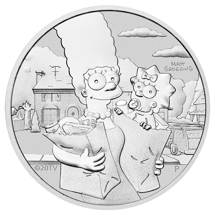 2021 Tuvalu The Simpsons Marge and Maggie 1oz Silver Coin Pre-Owned