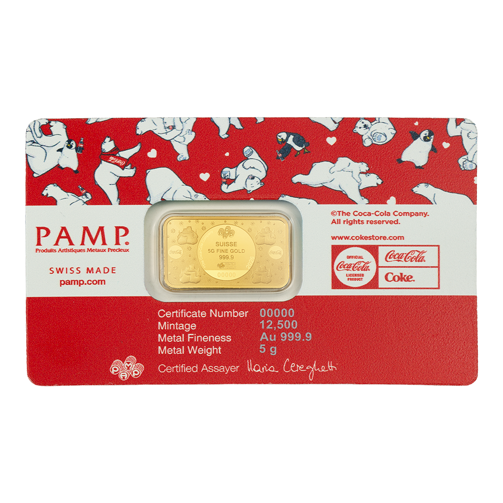 PAMP Coca-Cola® Polar Bear Hugs 5g Gold Bar
