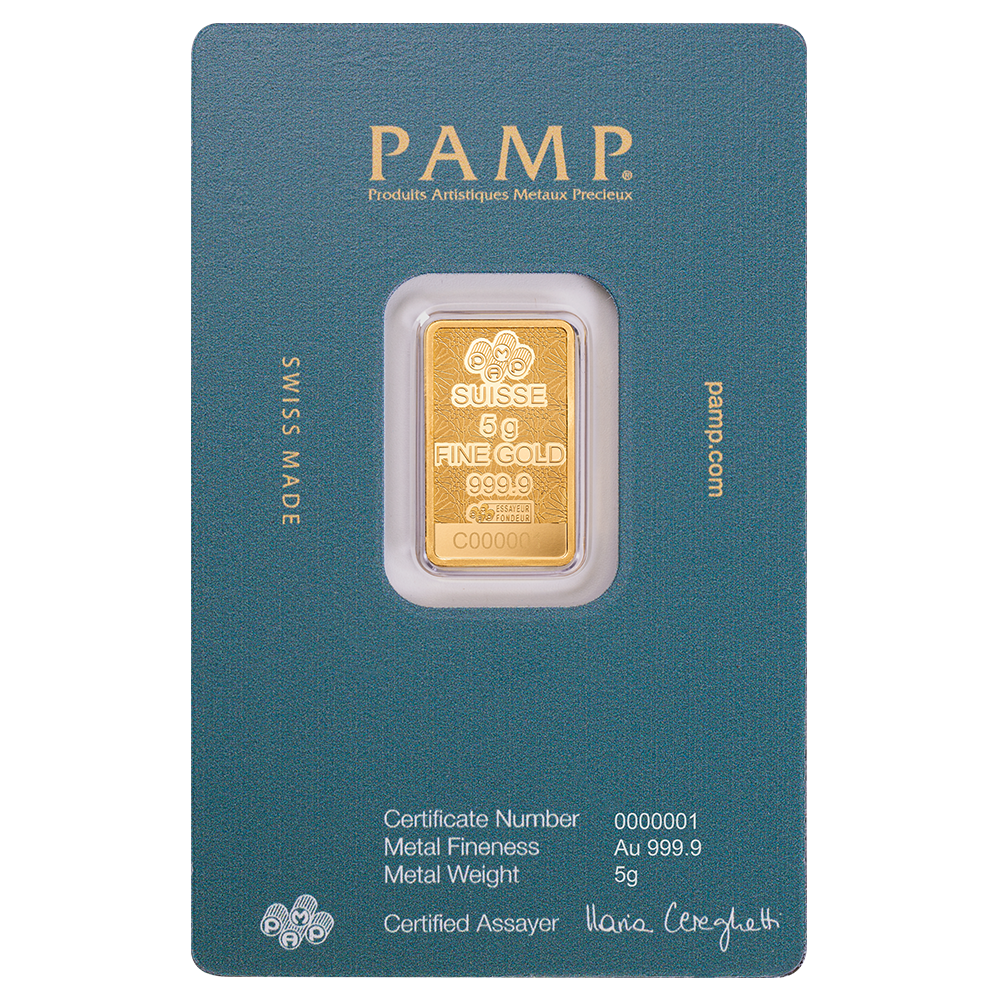 Pamp Arabian Falcon 5g Pure Gold Bar with Pendant Frame
