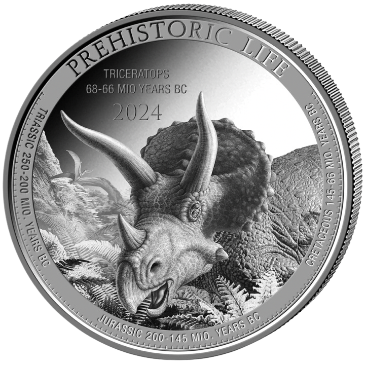 2024 Congo: Prehistoric Life II - Triceratops 1 oz Silver Coin Pre-Owned