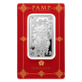 PAMP Suisse Lucky Cat 1oz Silver Bar – front of PAMP assay card