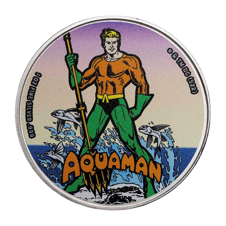 2023 Samoa DC Comics Aquaman Colorized 1 oz Silver Coin in TEP