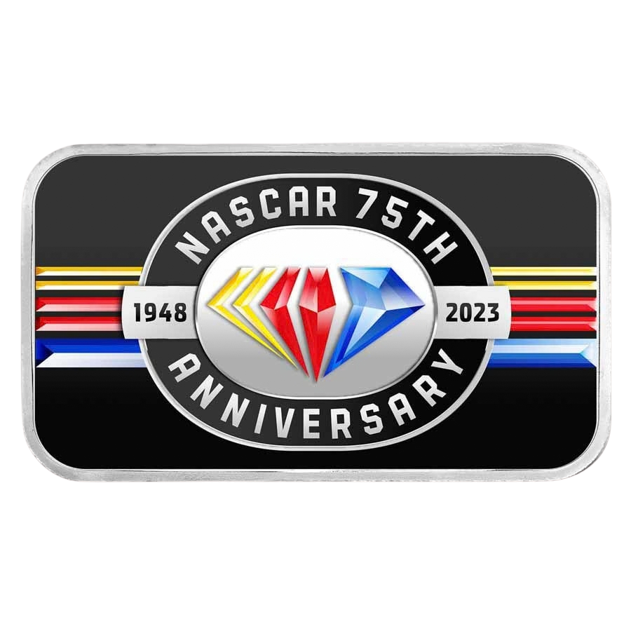 NASCAR Double Sided Colorized 1 oz Silver Bar in TEP – additional view