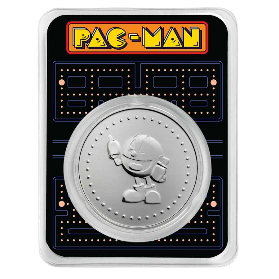 PAC-MAN Game Token 1oz Silver Slot Medal in TEP – product view
