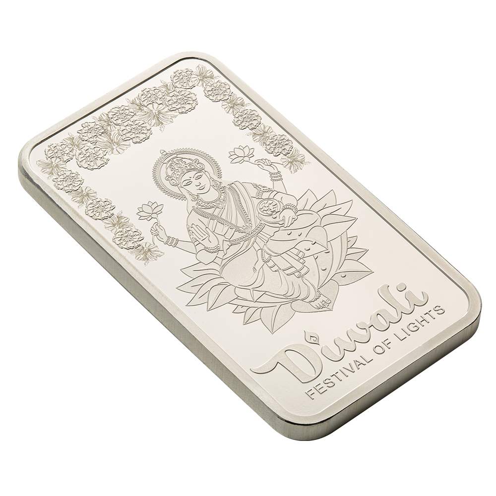 1oz Pure Silver Bar - Diwali Lakshmi & Rangoli art