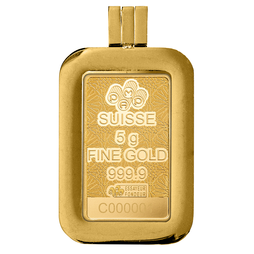 Pamp Arabian Falcon 5g Pure Gold Bar with Pendant Frame