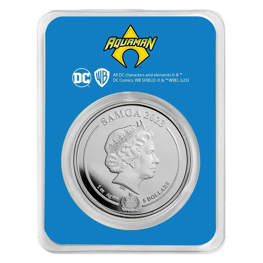 2023 Samoa DC Comics Aquaman Colorized 1 oz Silver Coin in TEP