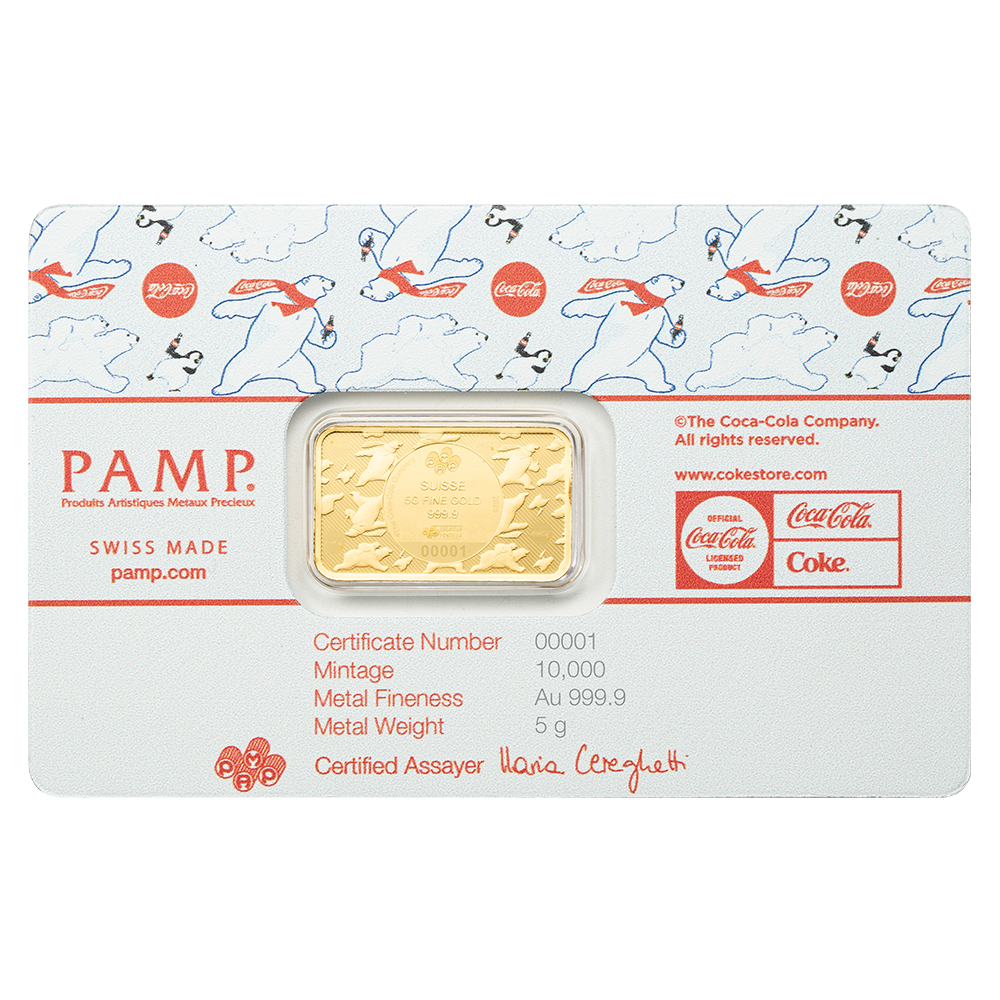 Pamp Coca-Cola® Holiday Polar Bears 5g Gold Bar