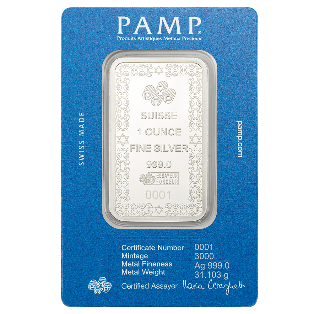 Pamp 1oz Pure Silver Bar - Star of David