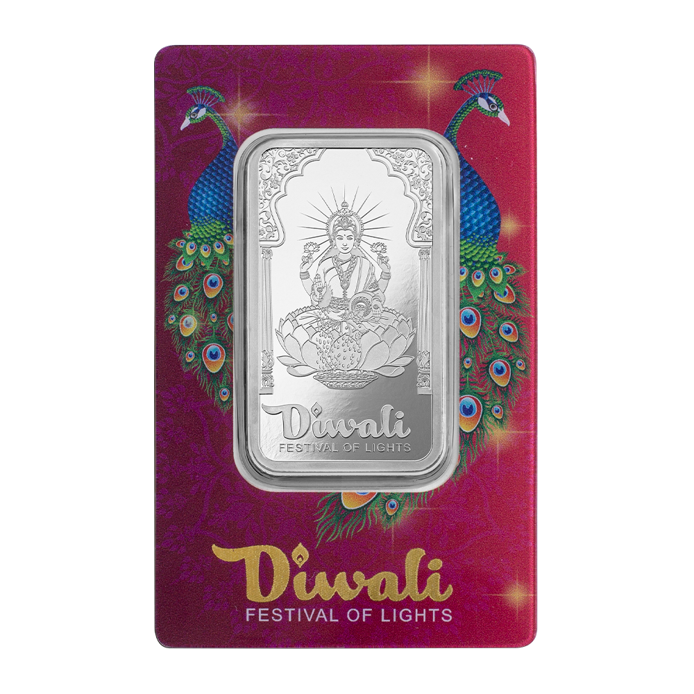 Pamp 2024 Diwali - Lakshmi & Peacocks 1oz Pure Silver Bar