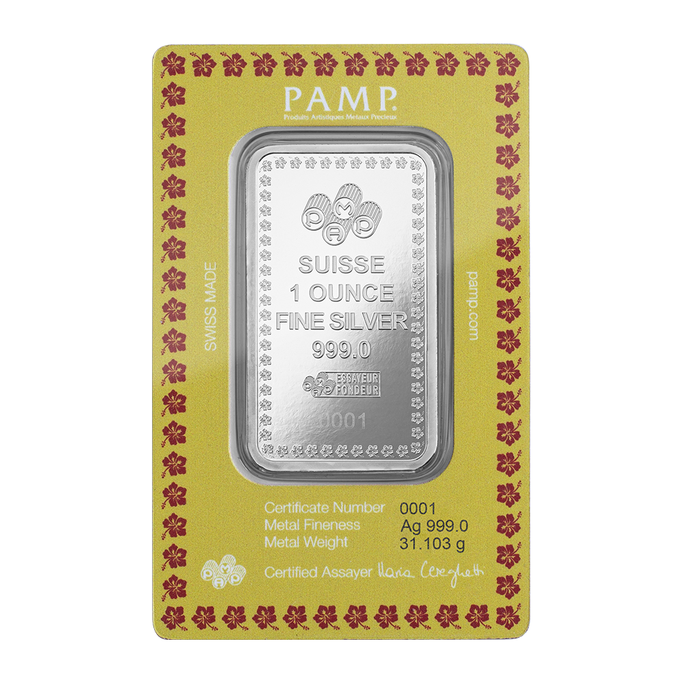 Pamp 2024 Diwali - Lakshmi & Peacocks 1oz Pure Silver Bar