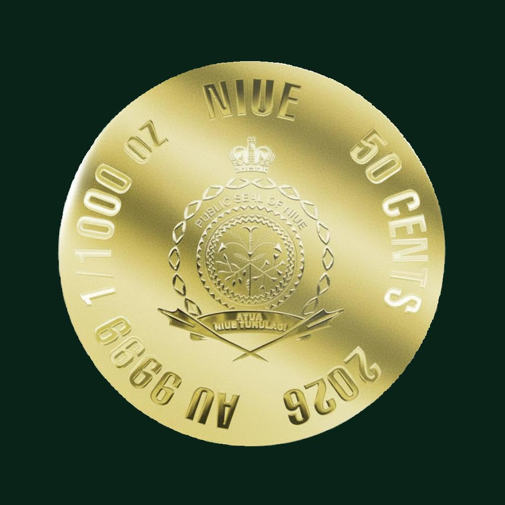 BOURBON 1/1000 Oz Gold Coin In Card 50 Cents Niue 2026