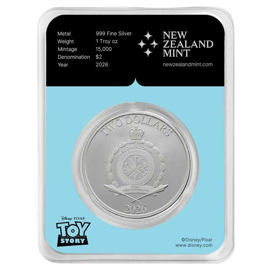 2026 Niue Toy Story Woody and Buzz 1 oz silver coin – TEP reverse