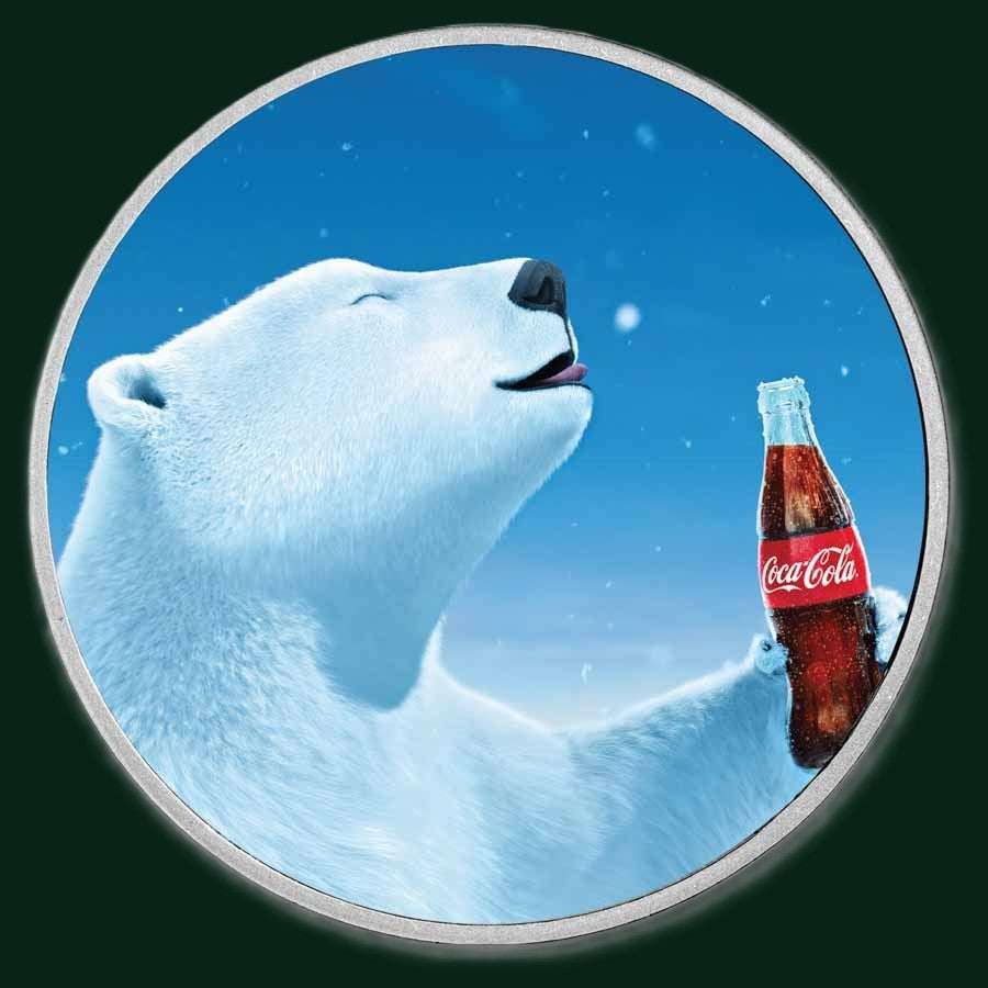 Coca-Cola® 1 oz Silver Polar Bear Colorized Round