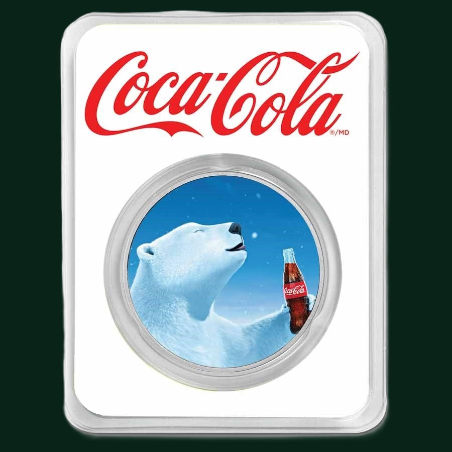 Coca-Cola® 1 oz Silver Polar Bear Colorized Round